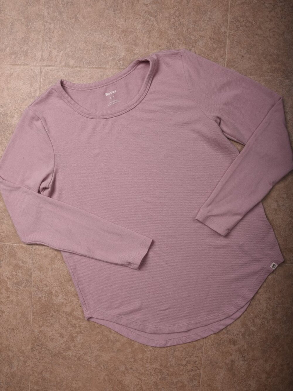 Roots Women’s Long Sleeve Thermal Waffle Knit Shirt – Dusty Rose Size Small